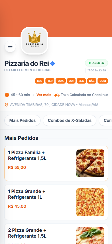 Cardápio Online - Navegação