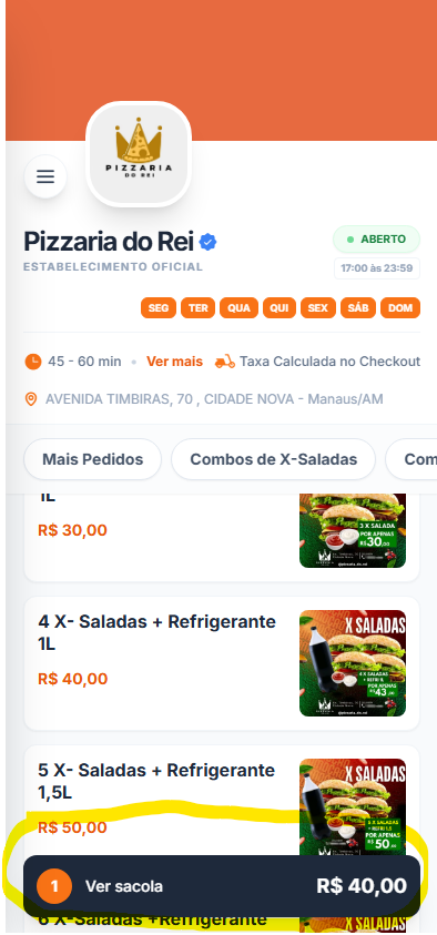 Cardápio Online - Checkout