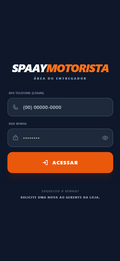Tela de Login do App do Entregador